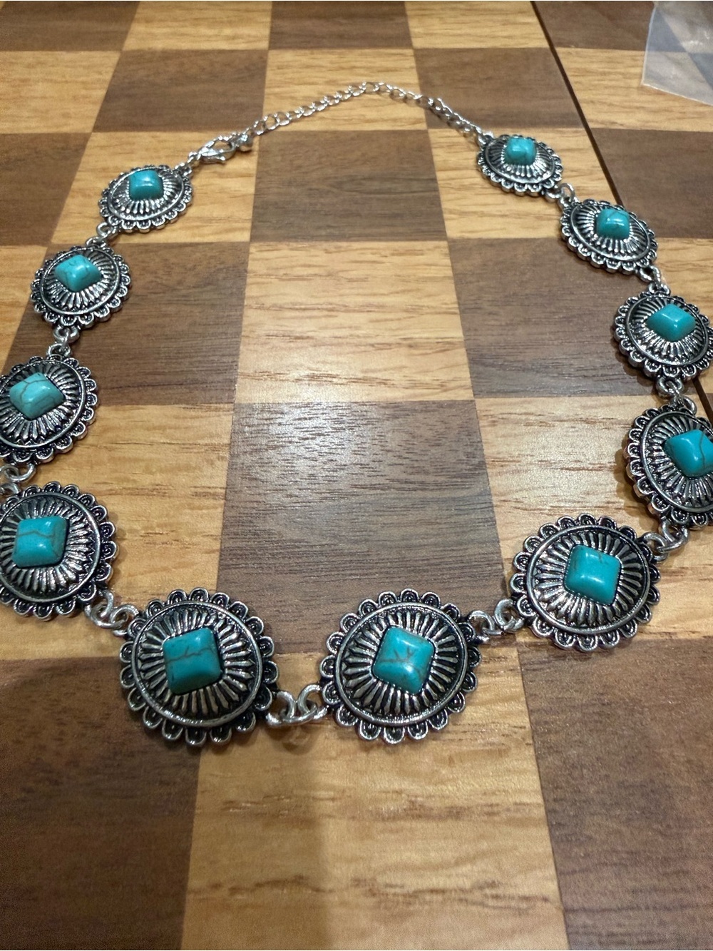Shyanne Turquoise and Silver Concho Necklace - Women Jewelry